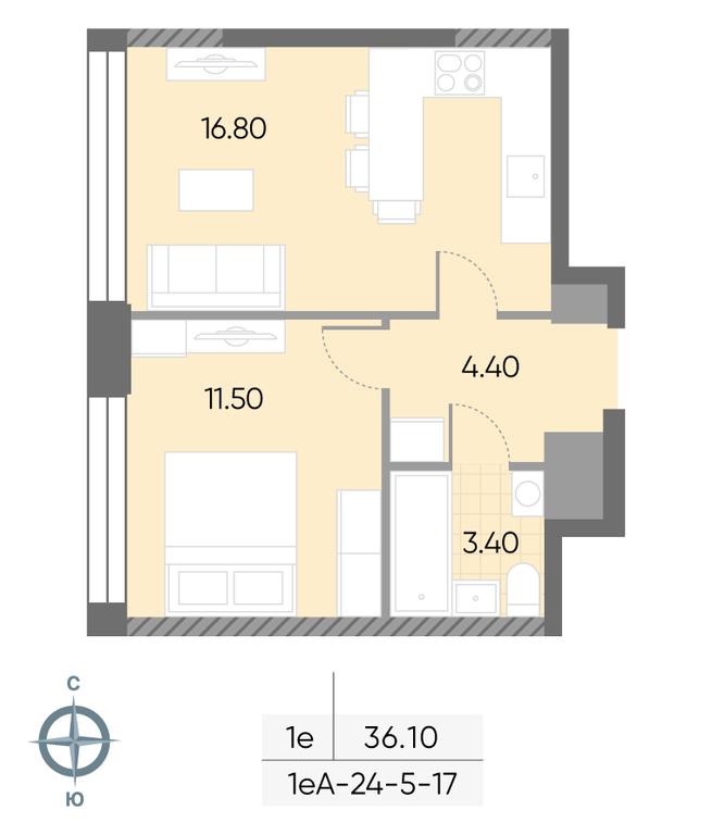 1-BD Apartment Sale, 36.1 sq. m. at Wave, Borisovskye Prudy Street, 1Б, Moscow, Russia #2 1-BD Apartment Sale, 36.1 sq. m. at Wave, Borisovskye Prudy Street, 1Б, Moscow, Russia #2