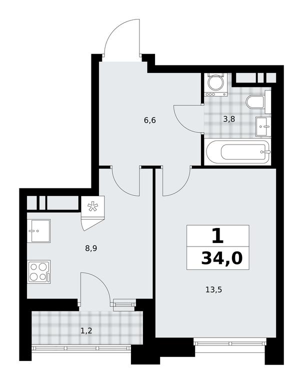 Apartment Sale, 34平方米 at Prokshino, Prokshino Residential Complex, Sosenskoye Settlement, Moscow, Russia #1