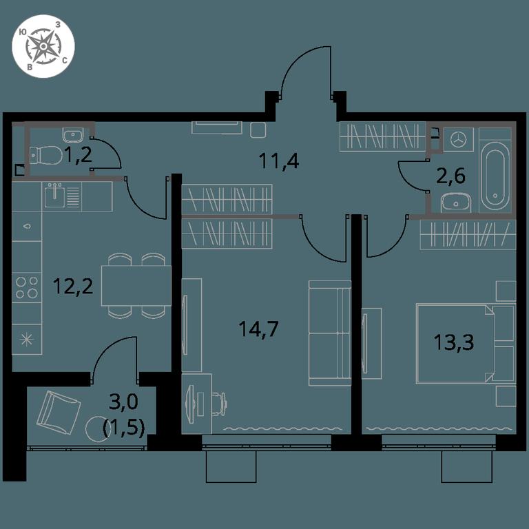 2-BD Apartment Sale, 56.9 sq. m. at Pervy Donskoj, zhiloy mikrorayon Sapronovo, derevnya Sapronovo, Leninskiy City District, Moscow Region, Russia #1 2-BD Apartment Sale, 56.9 sq. m. at Pervy Donskoj, zhiloy mikrorayon Sapronovo, derevnya Sapronovo, Leninskiy City District, Moscow Region, Russia #1