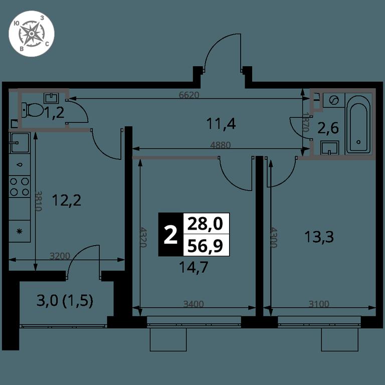 2-BD Apartment Sale, 56.9 sq. m. at Pervy Donskoj, zhiloy mikrorayon Sapronovo, derevnya Sapronovo, Leninskiy City District, Moscow Region, Russia #2 2-BD Apartment Sale, 56.9 sq. m. at Pervy Donskoj, zhiloy mikrorayon Sapronovo, derevnya Sapronovo, Leninskiy City District, Moscow Region, Russia #2