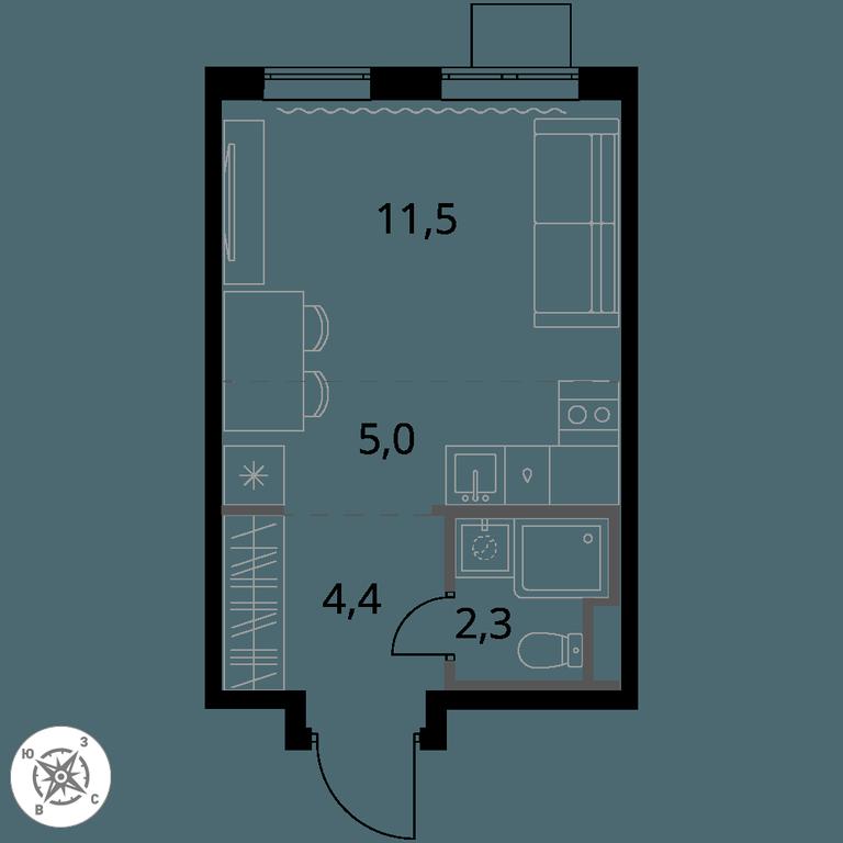 Apartment Sale, 23.2 sq. m. at Pervy Donskoj, zhiloy mikrorayon Sapronovo, derevnya Sapronovo, Leninskiy City District, Moscow Region, Russia #1