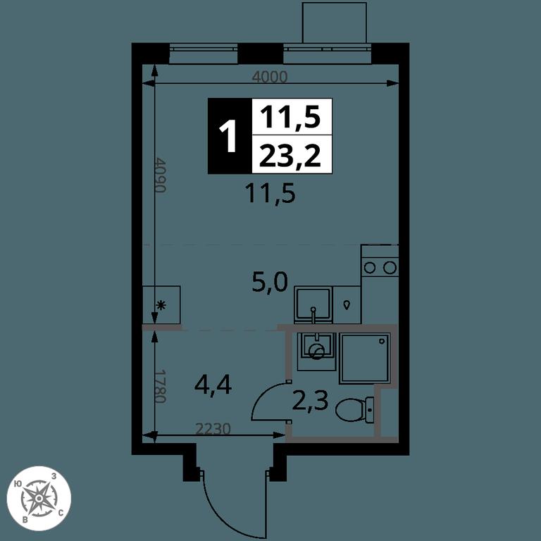 Apartment Sale, 23.2 sq. m. at Pervy Donskoj, zhiloy mikrorayon Sapronovo, derevnya Sapronovo, Leninskiy City District, Moscow Region, Russia #2