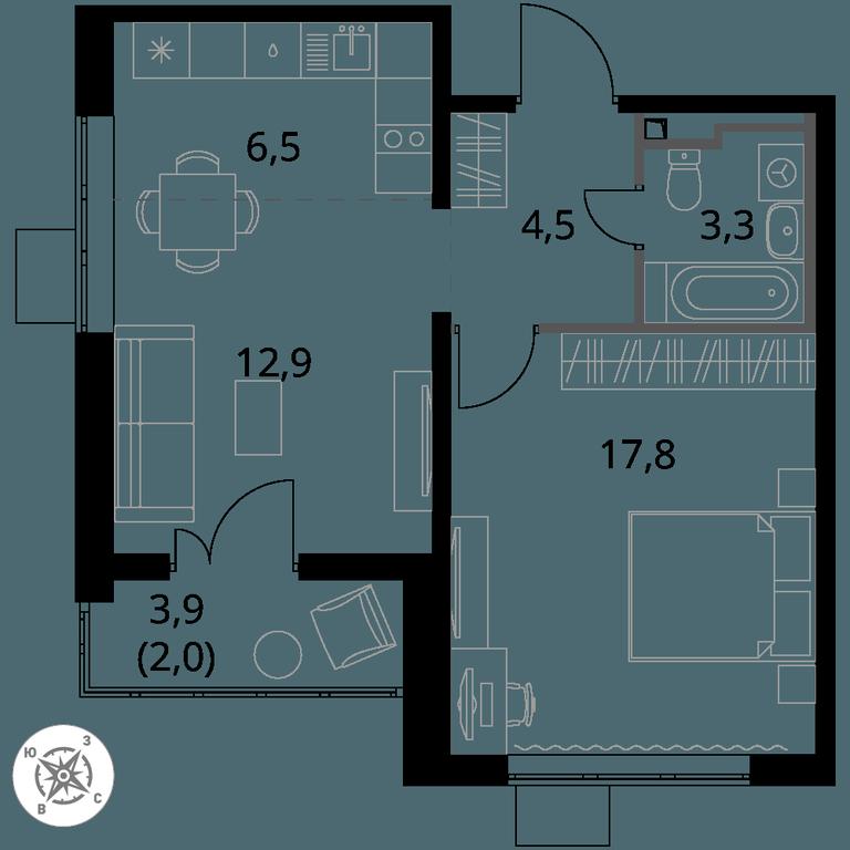 2-BD Apartment Sale, 47 sq. m. at Pervy Donskoj, zhiloy mikrorayon Sapronovo, derevnya Sapronovo, Leninskiy City District, Moscow Region, Russia #1 2-BD Apartment Sale, 47 sq. m. at Pervy Donskoj, zhiloy mikrorayon Sapronovo, derevnya Sapronovo, Leninskiy City District, Moscow Region, Russia #1