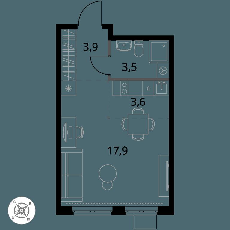 Apartment Sale, 28.9 sq. m. at Pervy Donskoj, zhiloy mikrorayon Sapronovo, derevnya Sapronovo, Leninskiy City District, Moscow Region, Russia #1