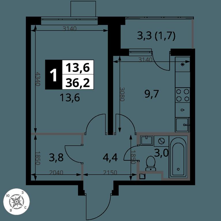 1-BD Apartment Sale, 36.2 sq. m. at Pervy Donskoj, zhiloy mikrorayon Sapronovo, derevnya Sapronovo, Leninskiy City District, Moscow Region, Russia #2 1-BD Apartment Sale, 36.2 sq. m. at Pervy Donskoj, zhiloy mikrorayon Sapronovo, derevnya Sapronovo, Leninskiy City District, Moscow Region, Russia #2