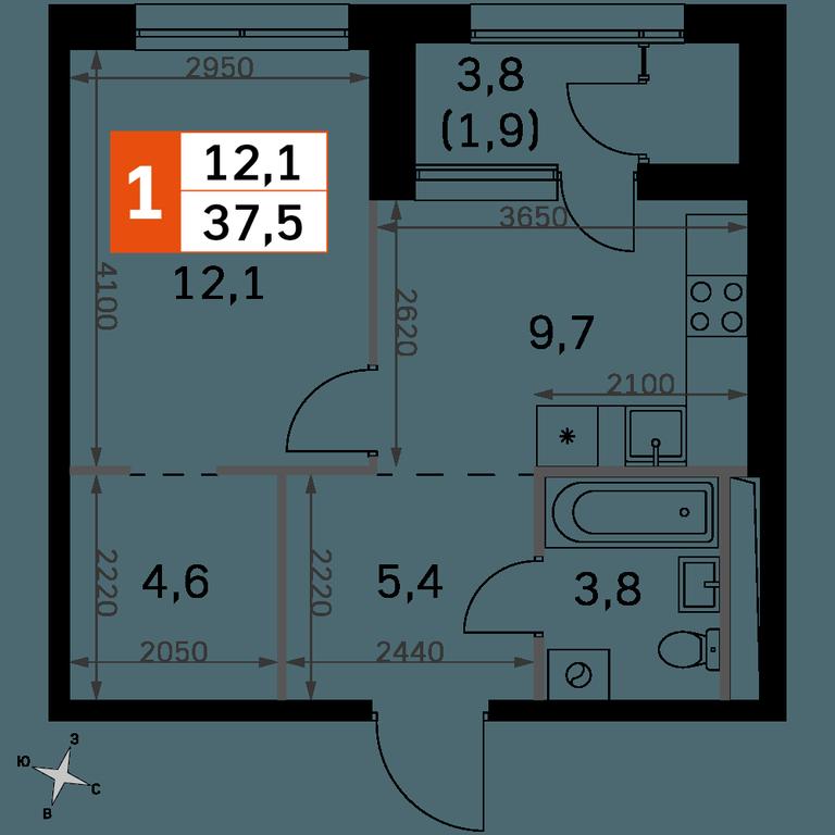 1-BD Apartment Sale, 37.5 sq. m. at Sky Garden, Stroitelny Drive, 9с6, Moscow, Russia #2