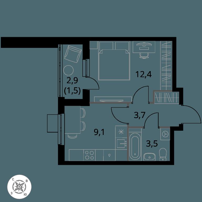 1-BD Apartment Sale, 30.2 sq. m. at Pervy Donskoj, zhiloy mikrorayon Sapronovo, derevnya Sapronovo, Leninskiy City District, Moscow Region, Russia #1 1-BD Apartment Sale, 30.2 sq. m. at Pervy Donskoj, zhiloy mikrorayon Sapronovo, derevnya Sapronovo, Leninskiy City District, Moscow Region, Russia #1