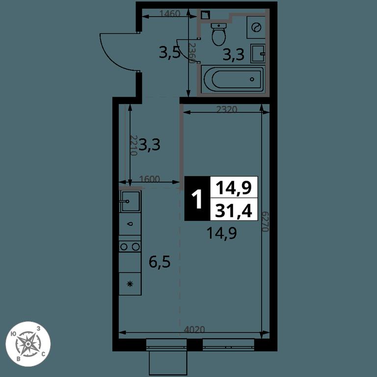 Apartment Sale, 31.5 sq. m. at Pervy Donskoj, zhiloy mikrorayon Sapronovo, derevnya Sapronovo, Leninskiy City District, Moscow Region, Russia #2 Apartment Sale, 31.5 sq. m. at Pervy Donskoj, zhiloy mikrorayon Sapronovo, derevnya Sapronovo, Leninskiy City District, Moscow Region, Russia #2