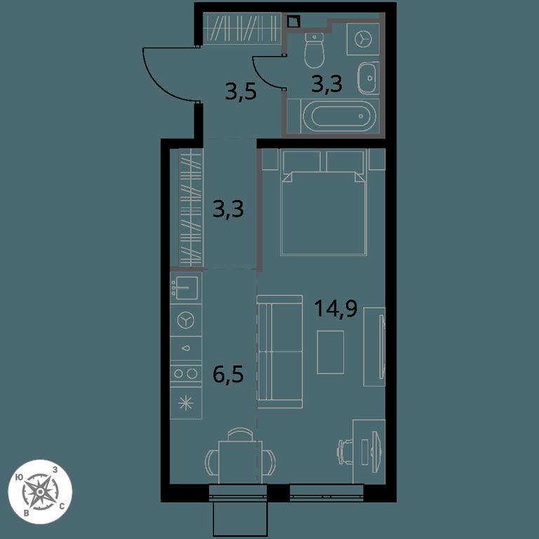 Apartment Sale, 31.5 sq. m. at Pervy Donskoj, zhiloy mikrorayon Sapronovo, derevnya Sapronovo, Leninskiy City District, Moscow Region, Russia #1 Apartment Sale, 31.5 sq. m. at Pervy Donskoj, zhiloy mikrorayon Sapronovo, derevnya Sapronovo, Leninskiy City District, Moscow Region, Russia #1