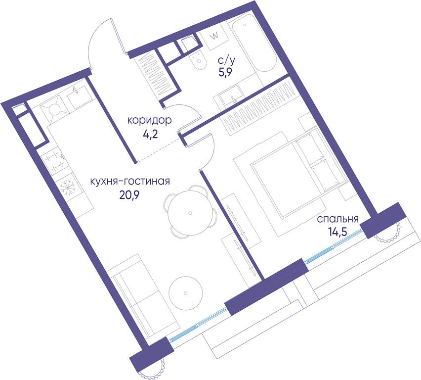 1-BD Apartment Sale, 45.5 sq. m. at Ostrov, Nizhnye Mnyovniki Street, 37Ас4, Moscow, Russia #1 1-BD Apartment Sale, 45.5 sq. m. at Ostrov, Nizhnye Mnyovniki Street, 37Ас4, Moscow, Russia #1