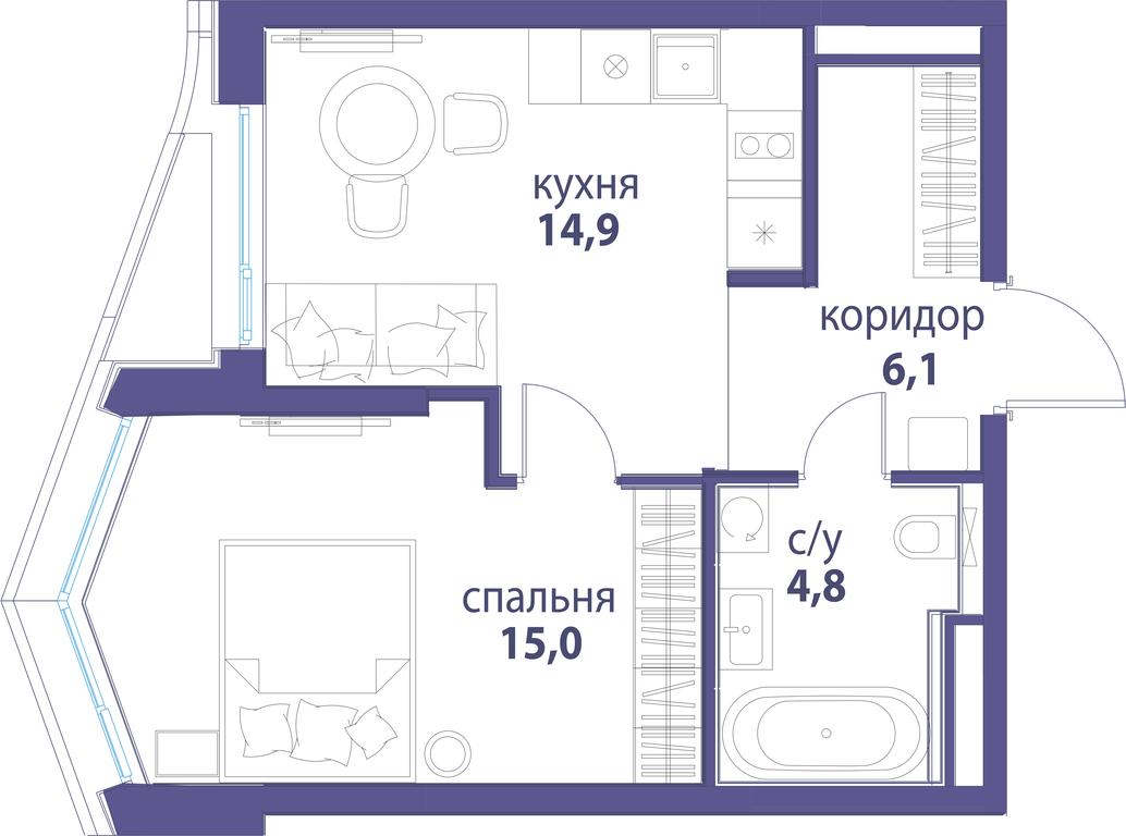 1-BD Apartment Sale, 40.8平方米 at Simvol, Nevelskogo Drive, 6к1, Moscow, Russia #1 1-BD Apartment Sale, 40.8平方米 at Simvol, Nevelskogo Drive, 6к1, Moscow, Russia #1