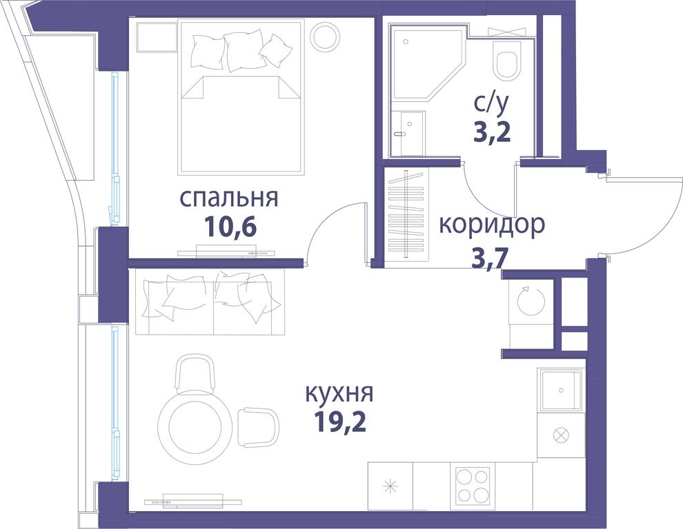1-BD Apartment Sale, 36.7平方米 at Simvol, Nevelskogo Drive, 6к1, Moscow, Russia #1 1-BD Apartment Sale, 36.7平方米 at Simvol, Nevelskogo Drive, 6к1, Moscow, Russia #1