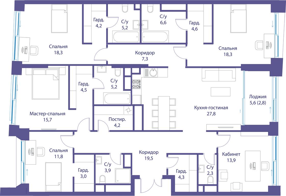 5-BD Apartment Sale, 183.4平方米 at Reka, Michurinsky Avenue, 60к1, Moscow, Russia #1 5-BD Apartment Sale, 183.4平方米 at Reka, Michurinsky Avenue, 60к1, Moscow, Russia #1