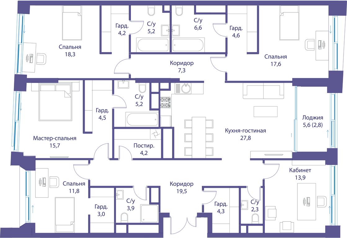 5-BD Apartment Sale, 182.7平方米 at Reka, Michurinsky Avenue, 60к1, Moscow, Russia #1 5-BD Apartment Sale, 182.7平方米 at Reka, Michurinsky Avenue, 60к1, Moscow, Russia #1
