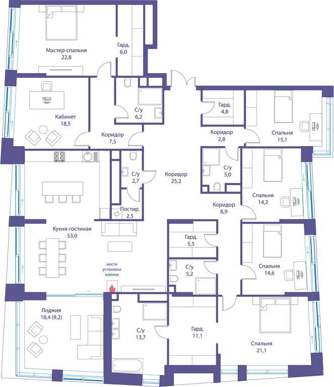 6-BD Apartment Sale, 275.6 sq. m. at Reka, Michurinsky Avenue, 60к1, Moscow, Russia #1