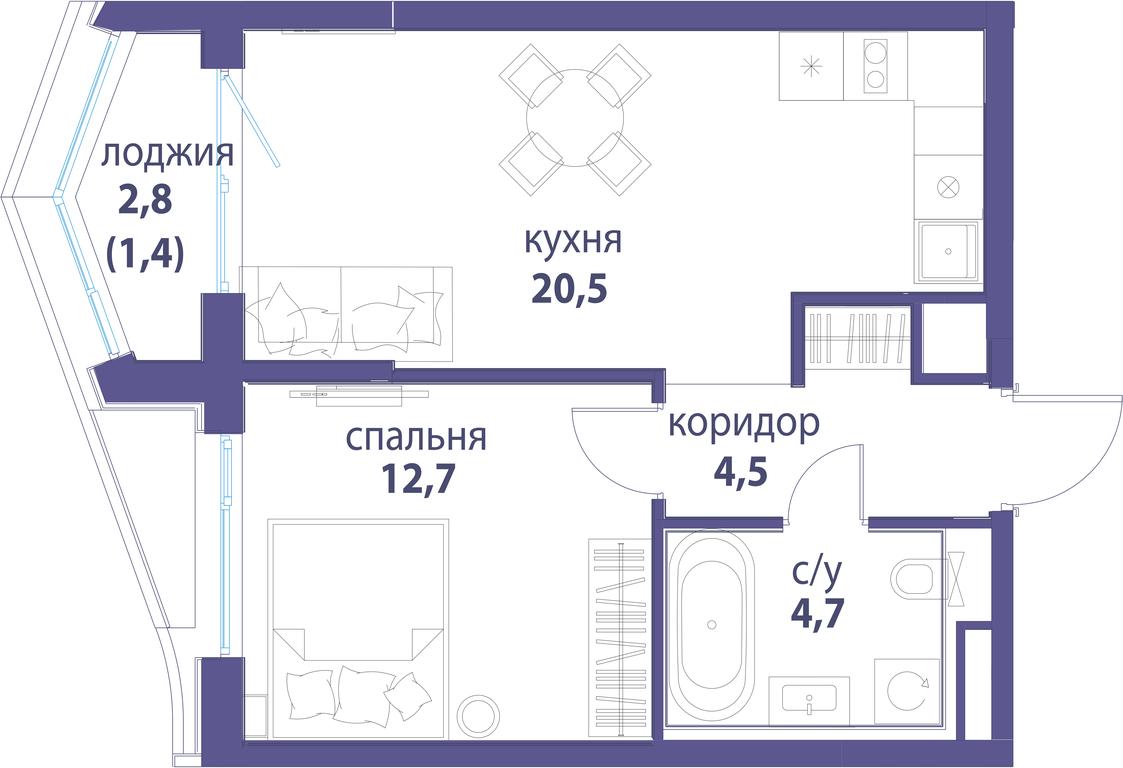 Продажа 1-комн. квартиры, 43,9 м² в ЖК «Символ», проезд Невельского, 6к1, Москва, Россия #1 Продажа 1-комн. квартиры, 43,9 м² в ЖК «Символ», проезд Невельского, 6к1, Москва, Россия #1