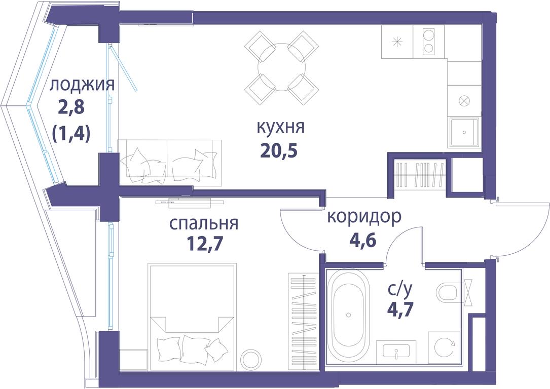 1-BD Apartment Sale, 43.9平方米 at Simvol, Nevelskogo Drive, 6к1, Moscow, Russia #1 1-BD Apartment Sale, 43.9平方米 at Simvol, Nevelskogo Drive, 6к1, Moscow, Russia #1