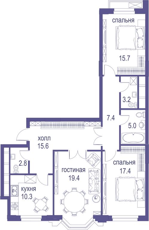 3-BD Apartment Sale, 99.3平方米 at Alye Parusa, Aviatsionnaya Street, 77, Moscow, Russia #1
