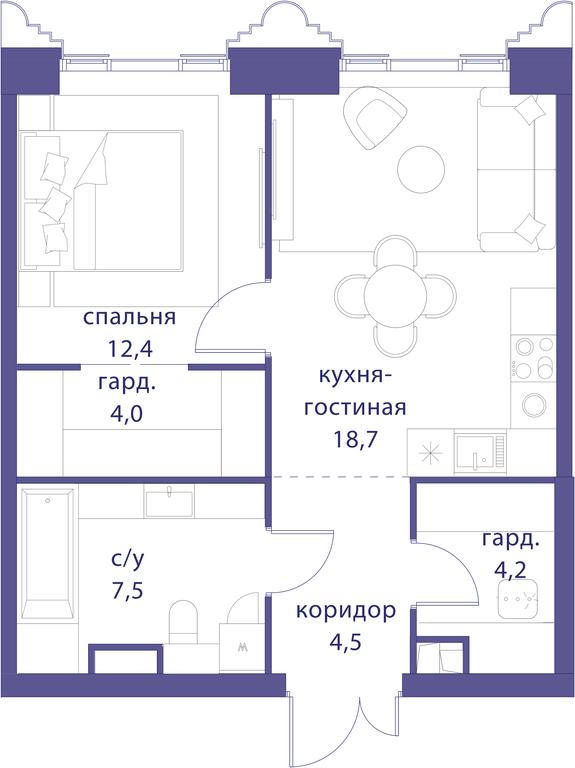 1-BD Apartment Sale, 51.3平方米 at Tatarskaya 35, Bolshaya Tatarskaya Street, Moscow, Russia #1 1-BD Apartment Sale, 51.3平方米 at Tatarskaya 35, Bolshaya Tatarskaya Street, Moscow, Russia #1