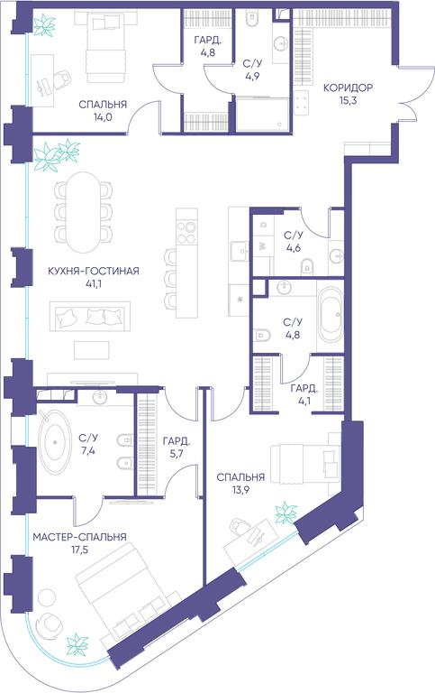Продажа 3-комн. квартиры, 138,1 м² в ЖК «Дом XXII (Дом 22)», Погодинская улица, 22с3, Москва, Россия #1 Продажа 3-комн. квартиры, 138,1 м² в ЖК «Дом XXII (Дом 22)», Погодинская улица, 22с3, Москва, Россия #1