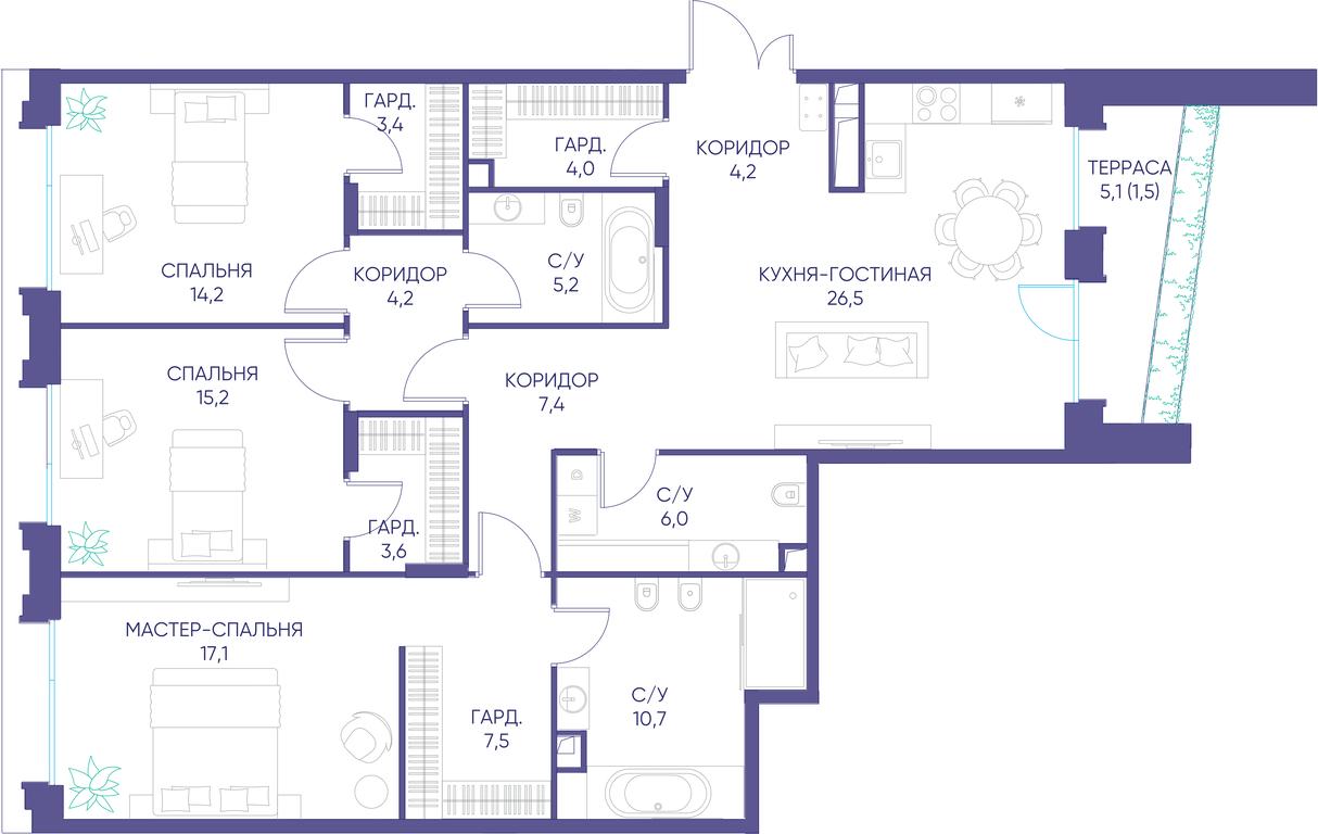 Продажа 3-комн. квартиры, 130,7 м² в ЖК «Дом XXII (Дом 22)», Погодинская улица, 22с3, Москва, Россия #1 Продажа 3-комн. квартиры, 130,7 м² в ЖК «Дом XXII (Дом 22)», Погодинская улица, 22с3, Москва, Россия #1