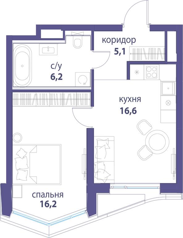 1-BD Apartment Sale, 44.1平方米 at Simvol, Nevelskogo Drive, 6к1, Moscow, Russia #1 1-BD Apartment Sale, 44.1平方米 at Simvol, Nevelskogo Drive, 6к1, Moscow, Russia #1