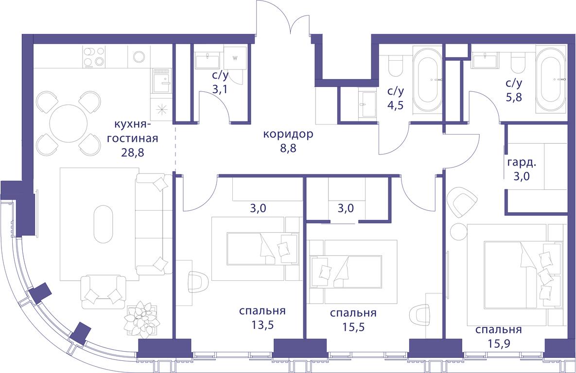 3-BD Apartment Sale, 108.1平方米 at Tatarskaya 35, Bolshaya Tatarskaya Street, Moscow, Russia #1 3-BD Apartment Sale, 108.1平方米 at Tatarskaya 35, Bolshaya Tatarskaya Street, Moscow, Russia #1