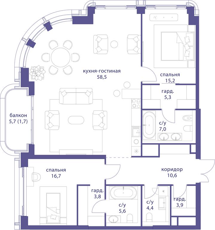 2-BD Apartment Sale, 132.7 sq. m. at Tatarskaya 35, Bolshaya Tatarskaya Street, Moscow, Russia #1 2-BD Apartment Sale, 132.7 sq. m. at Tatarskaya 35, Bolshaya Tatarskaya Street, Moscow, Russia #1