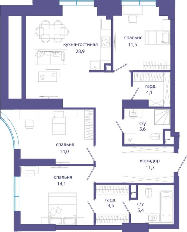 3-BD Apartment Sale, 99.8 sq. m. at Sobytie, Lobachevskogo Street, 124к3, Moscow, Russia #1 3-BD Apartment Sale, 99.8 sq. m. at Sobytie, Lobachevskogo Street, 124к3, Moscow, Russia #1