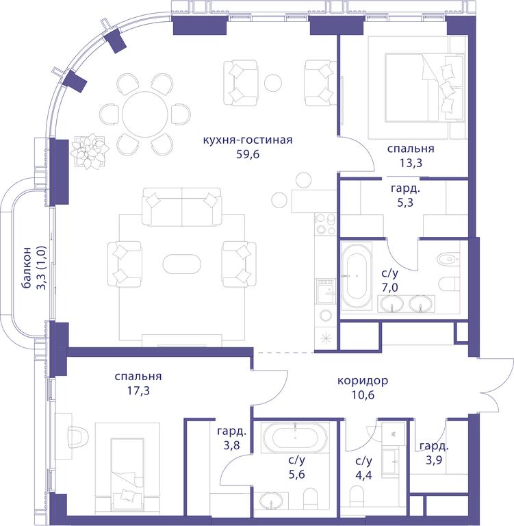 2-BD Apartment Sale, 131.8 sq. m. at Tatarskaya 35, Bolshaya Tatarskaya Street, Moscow, Russia #1 2-BD Apartment Sale, 131.8 sq. m. at Tatarskaya 35, Bolshaya Tatarskaya Street, Moscow, Russia #1