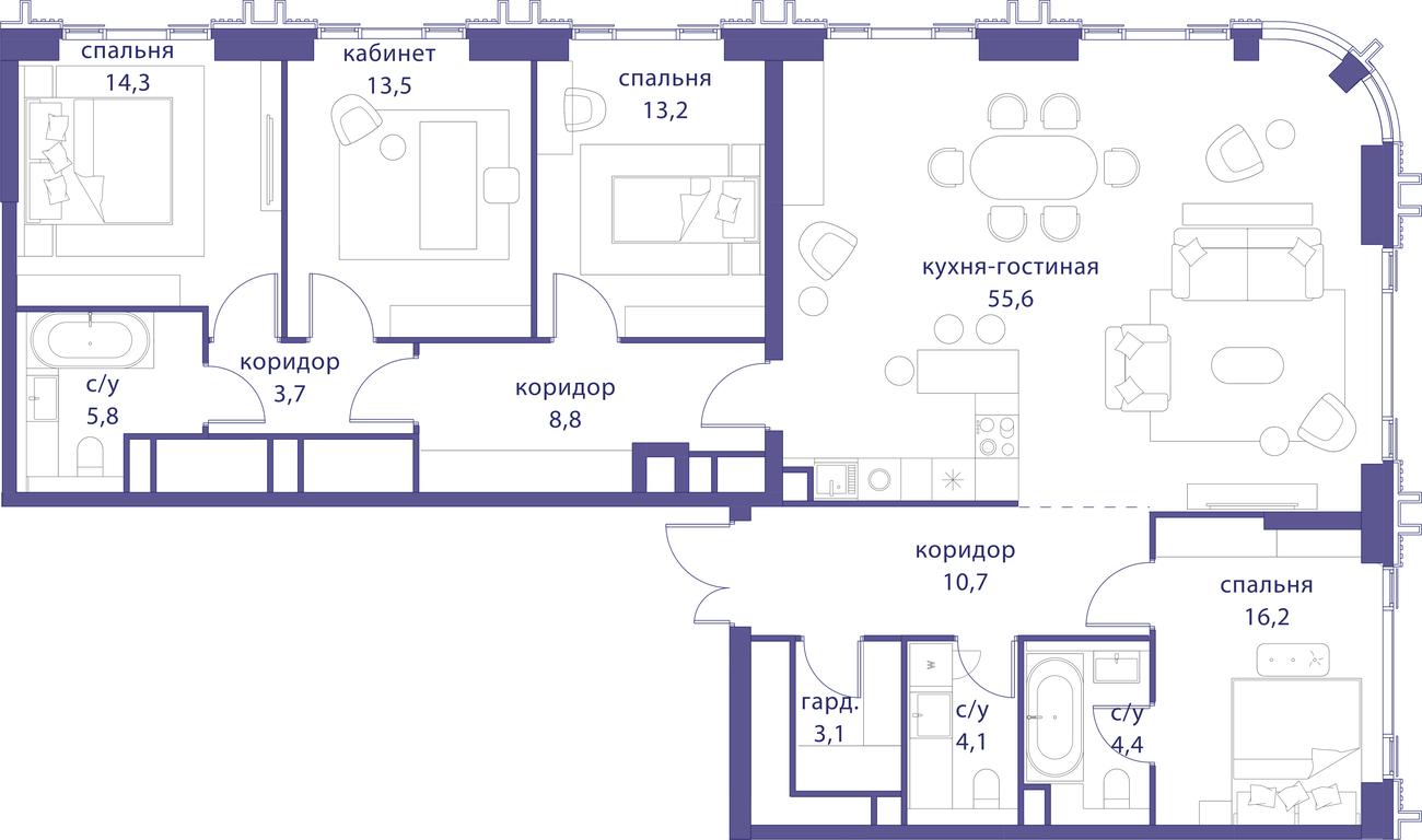 4-BD Apartment Sale, 150.6 sq. m. at Tatarskaya 35, Bolshaya Tatarskaya Street, Moscow, Russia #1