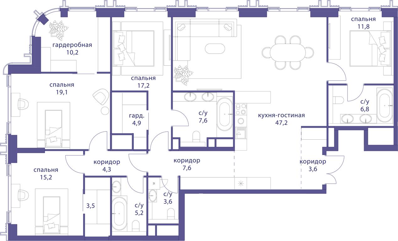 4-BD Apartment Sale, 169.3 sq. m. at Tatarskaya 35, Bolshaya Tatarskaya Street, Moscow, Russia #1 4-BD Apartment Sale, 169.3 sq. m. at Tatarskaya 35, Bolshaya Tatarskaya Street, Moscow, Russia #1
