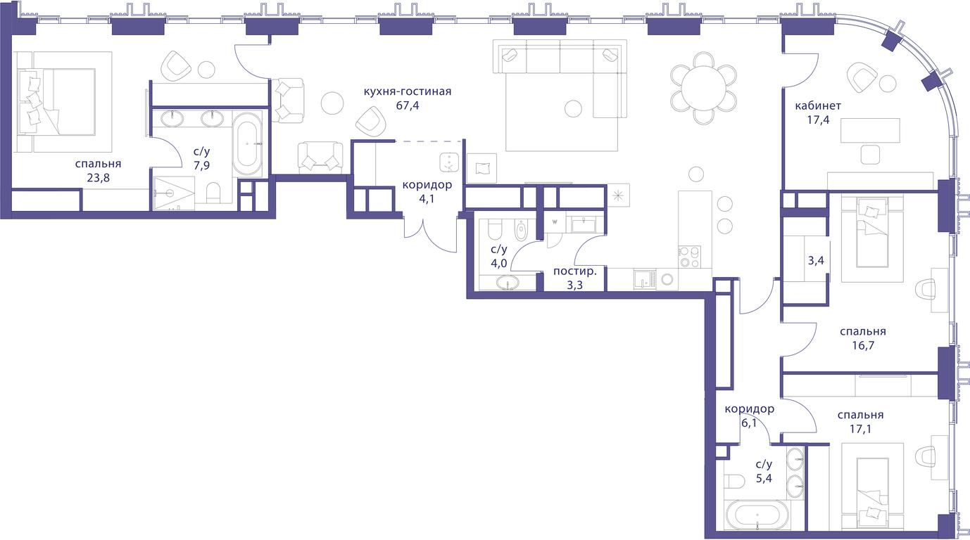 4-BD Apartment Sale, 177.6平方米 at Tatarskaya 35, Bolshaya Tatarskaya Street, Moscow, Russia #1
