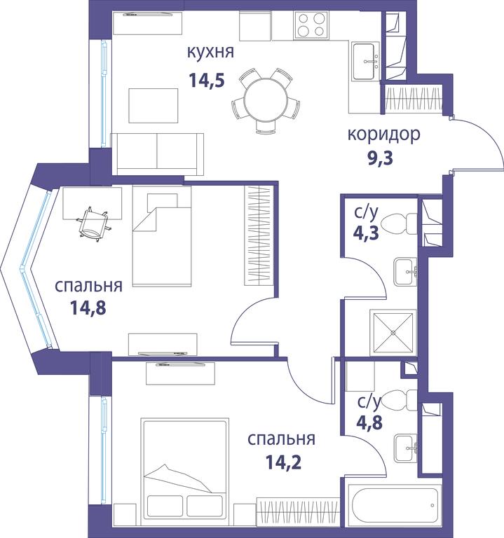 Продажа 2-комн. квартиры, 61,9 м² в ЖК «Символ», проезд Невельского, 6к1, Москва, Россия #1 Продажа 2-комн. квартиры, 61,9 м² в ЖК «Символ», проезд Невельского, 6к1, Москва, Россия #1
