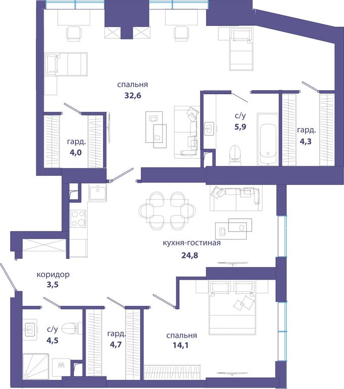 2-BD Apartment Sale, 98.4 sq. m. at Sobytie, Lobachevskogo Street, 124к3, Moscow, Russia #1