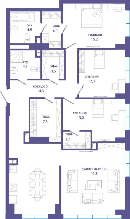 4-BD Apartment Sale, 130.4 sq. m. at Sobytie, Lobachevskogo Street, 124к3, Moscow, Russia #1 4-BD Apartment Sale, 130.4 sq. m. at Sobytie, Lobachevskogo Street, 124к3, Moscow, Russia #1