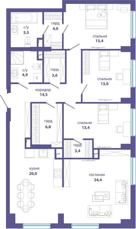 4-BD Apartment Sale, 129 sq. m. at Sobytie, Lobachevskogo Street, 124к3, Moscow, Russia #1 4-BD Apartment Sale, 129 sq. m. at Sobytie, Lobachevskogo Street, 124к3, Moscow, Russia #1