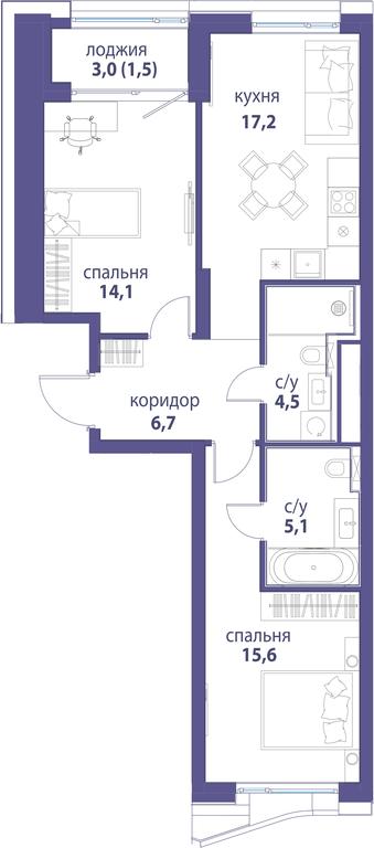Продажа 2-комн. квартиры, 64,7 м² в ЖК «Символ», проезд Невельского, 6к1, Москва, Россия #1 Продажа 2-комн. квартиры, 64,7 м² в ЖК «Символ», проезд Невельского, 6к1, Москва, Россия #1