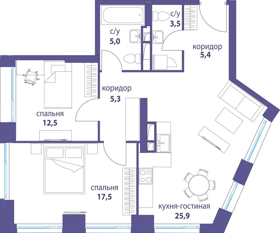 Продажа 2-комн. квартиры, 75,1 м² в ЖК «Символ», проезд Невельского, 6к1, Москва, Россия #1 Продажа 2-комн. квартиры, 75,1 м² в ЖК «Символ», проезд Невельского, 6к1, Москва, Россия #1