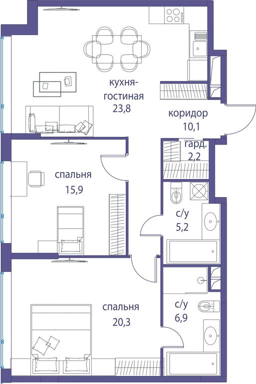 Продажа 2-комн. квартиры, 84,4 м² в ЖК «Остров», улица Нижние Мнёвники, 37Ас4, Москва, Россия #1 Продажа 2-комн. квартиры, 84,4 м² в ЖК «Остров», улица Нижние Мнёвники, 37Ас4, Москва, Россия #1
