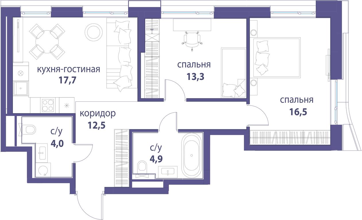 Продажа 2-комн. квартиры, 68,9 м² в ЖК «Символ», проезд Невельского, 6к1, Москва, Россия #1 Продажа 2-комн. квартиры, 68,9 м² в ЖК «Символ», проезд Невельского, 6к1, Москва, Россия #1