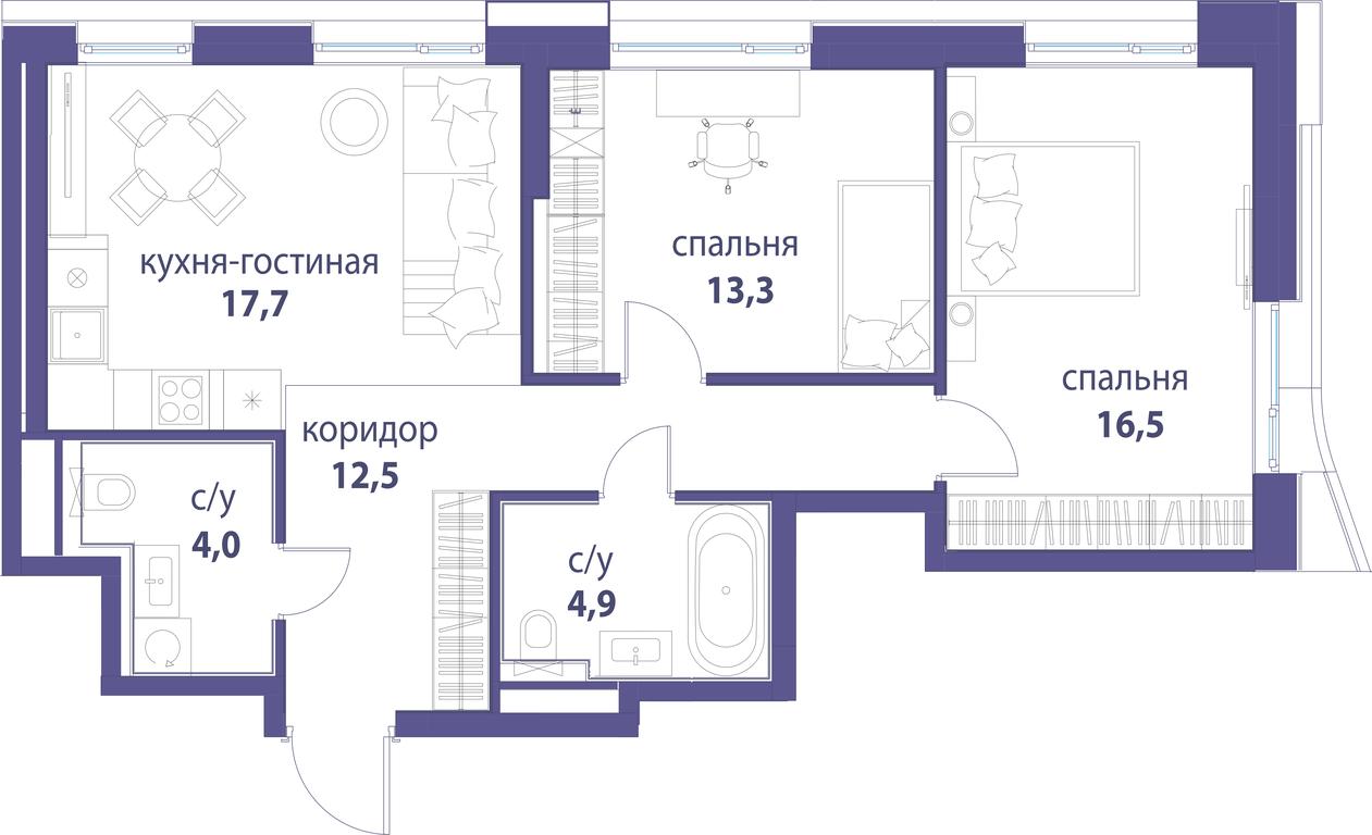 Продажа 2-комн. квартиры, 68,9 м² в ЖК «Символ», проезд Невельского, 6к1, Москва, Россия #1 Продажа 2-комн. квартиры, 68,9 м² в ЖК «Символ», проезд Невельского, 6к1, Москва, Россия #1