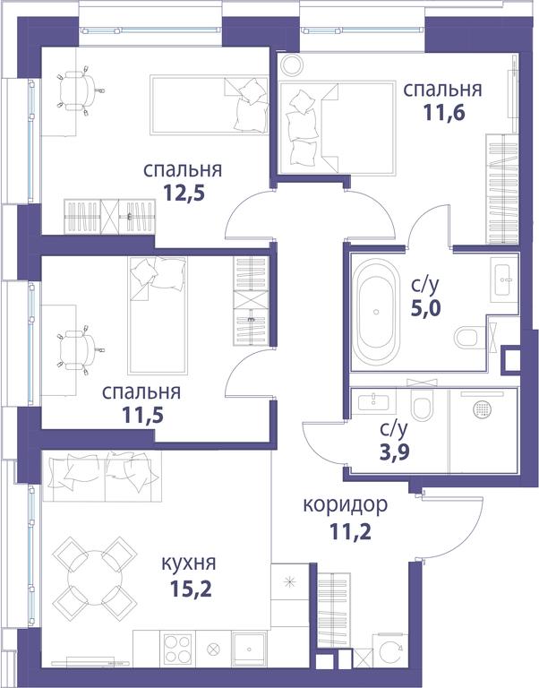 3-BD Apartment Sale, 70.9 sq. m. at Simvol, Nevelskogo Drive, 6к1, Moscow, Russia #1 3-BD Apartment Sale, 70.9 sq. m. at Simvol, Nevelskogo Drive, 6к1, Moscow, Russia #1