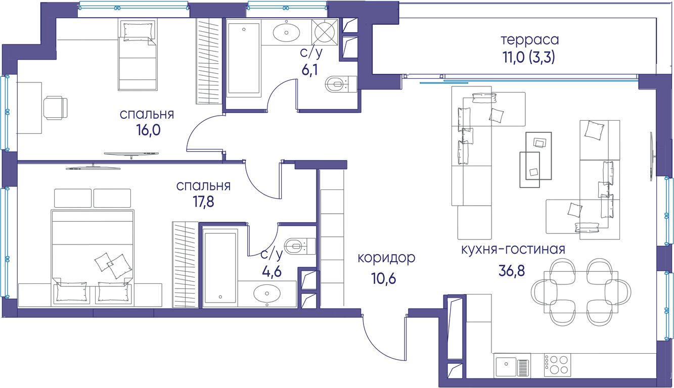 3-BD Apartment Sale, 95.2 sq. m. at Ostrov, Nizhnye Mnyovniki Street, 37Ас4, Moscow, Russia #1 3-BD Apartment Sale, 95.2 sq. m. at Ostrov, Nizhnye Mnyovniki Street, 37Ас4, Moscow, Russia #1