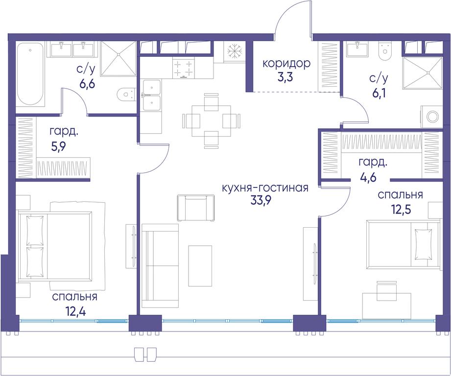 2-BD Apartment Sale, 85.3 sq. m. at Ostrov, Nizhnye Mnyovniki Street, 37Ас4, Moscow, Russia #1 2-BD Apartment Sale, 85.3 sq. m. at Ostrov, Nizhnye Mnyovniki Street, 37Ас4, Moscow, Russia #1