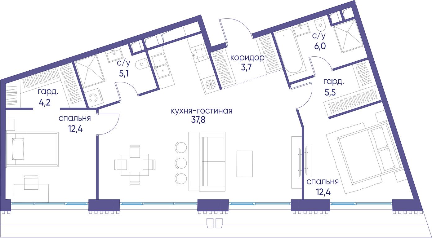 2-BD Apartment Sale, 87.1 sq. m. at Ostrov, Nizhnye Mnyovniki Street, 37Ас4, Moscow, Russia #1 2-BD Apartment Sale, 87.1 sq. m. at Ostrov, Nizhnye Mnyovniki Street, 37Ас4, Moscow, Russia #1