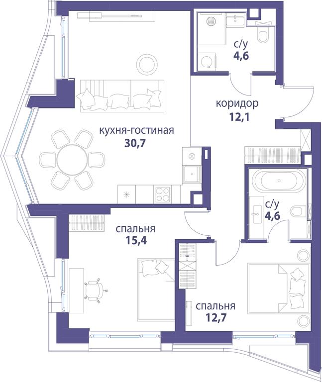 Продажа 3-комн. квартиры, 80 м² в ЖК «Символ», проезд Невельского, 6к1, Москва, Россия #1 Продажа 3-комн. квартиры, 80 м² в ЖК «Символ», проезд Невельского, 6к1, Москва, Россия #1
