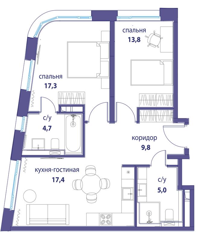 Продажа 2-комн. квартиры, 68,5 м² в ЖК «Символ», проезд Невельского, 6к1, Москва, Россия #1 Продажа 2-комн. квартиры, 68,5 м² в ЖК «Символ», проезд Невельского, 6к1, Москва, Россия #1