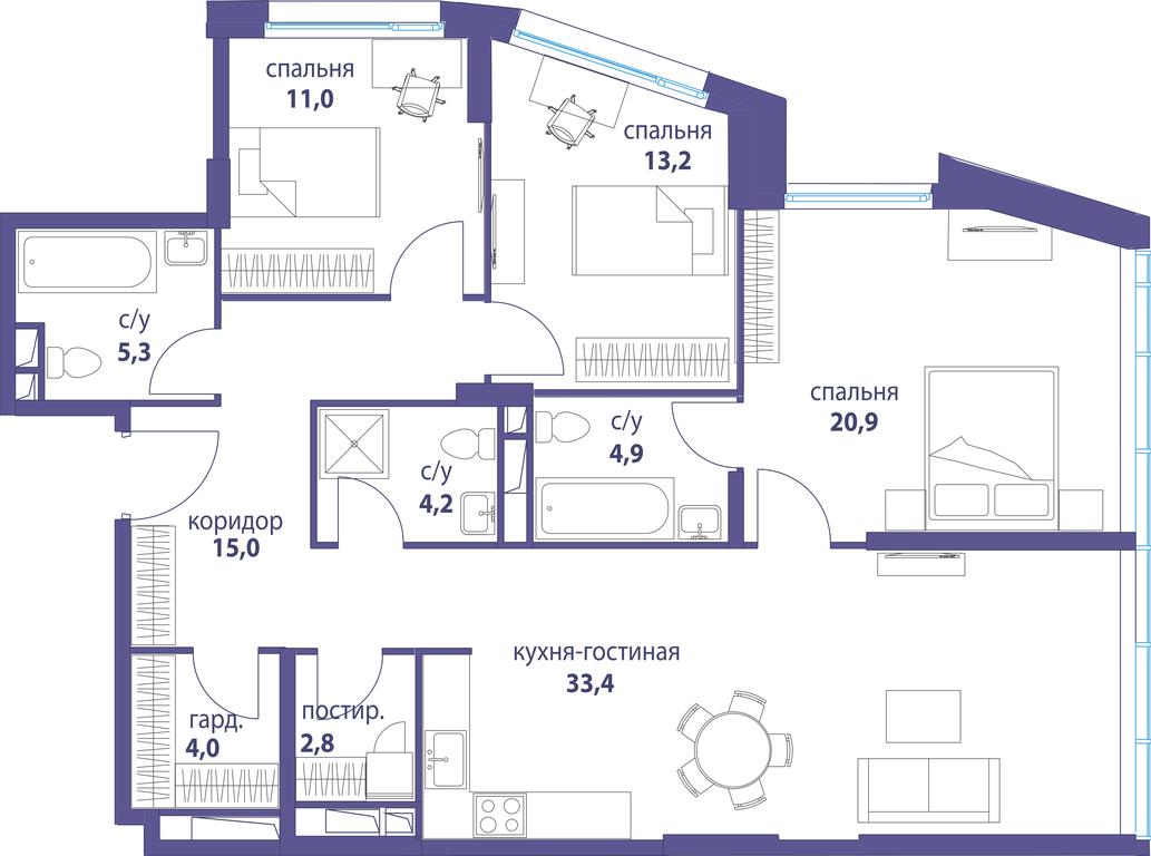 Продажа 3-комн. квартиры, 114,7 м² в ЖК «Символ», проезд Невельского, 6к1, Москва, Россия #1 Продажа 3-комн. квартиры, 114,7 м² в ЖК «Символ», проезд Невельского, 6к1, Москва, Россия #1