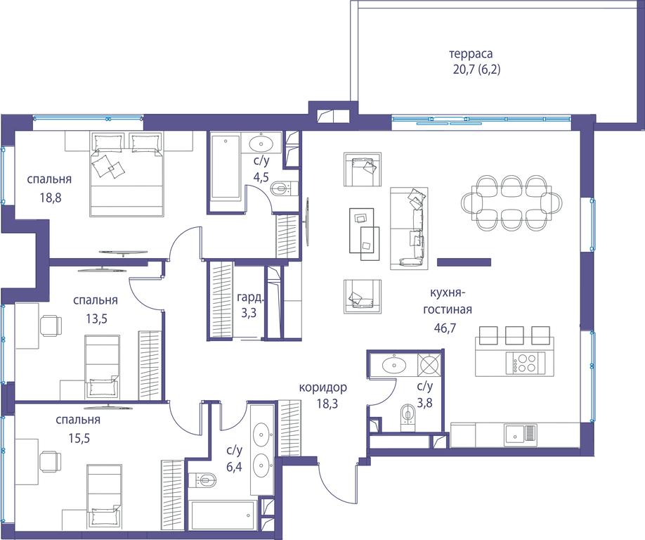 4-BD Apartment Sale, 137 sq. m. at Ostrov, Nizhnye Mnyovniki Street, 37Ас4, Moscow, Russia #1 4-BD Apartment Sale, 137 sq. m. at Ostrov, Nizhnye Mnyovniki Street, 37Ас4, Moscow, Russia #1